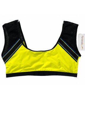 Speedo Women’s Flu3Nte Solid Crop Mesh Swim Top XL Bitter Lime NWT